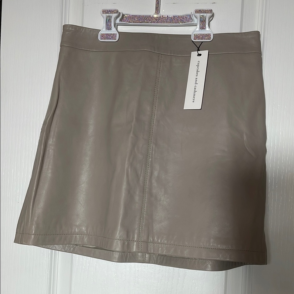 Elegant Leather Skirt in Gray by cupcakes & cashmere